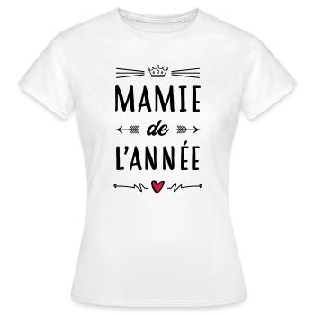 Mamie / Mamy / Grand Mere / Grand-Mère / Bébé - T-shirt Femme - blanc - Devant - AI Model Female 172 dark (172cm)