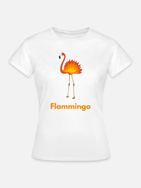 Flammingo Flamingo Feuer Shirt mit Witz - Frauen T-Shirt - Weiß