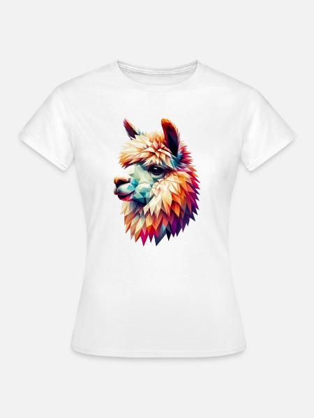 Polygonales Alpaka - Frauen T-Shirt - Weiß