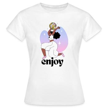 Fille dansante avec illustration de boule disco - T-shirt Femme - blanc - Devant - AI Model Female 172 dark (172cm)