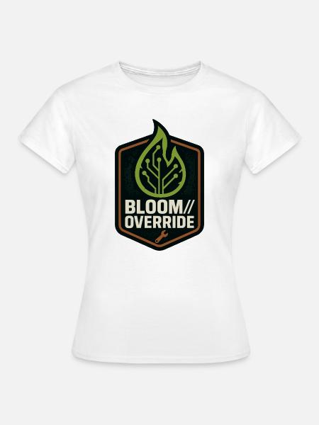 Bloom // Override – Solarpunk Emblem - Frauen T-Shirt - Weiß