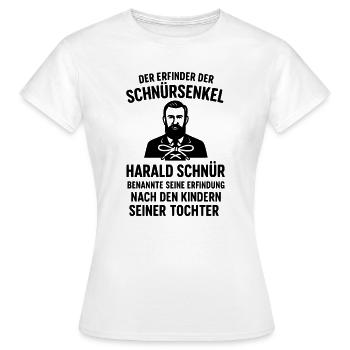Schnürsenkel Erfinder Witziger Spruch - Frauen T-Shirt - Weiß - Vorne - AI Model Female 172 dark (172cm)