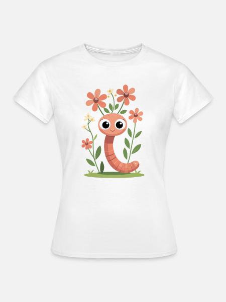 Blütenfreundlicher Wurm - Frauen T-Shirt - Weiß
