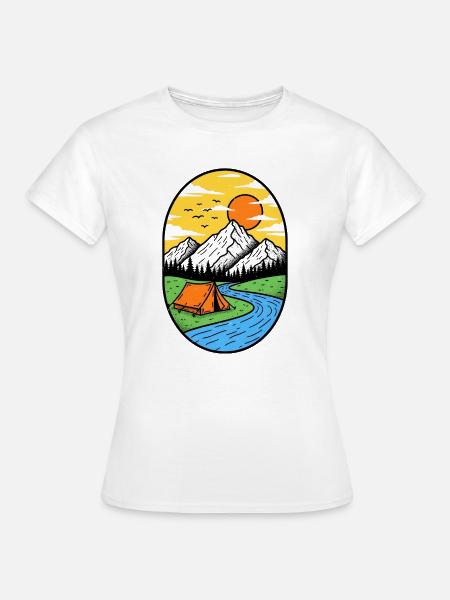 Bergsonne Lagerfeuer Zelt - Frauen T-Shirt - Weiß