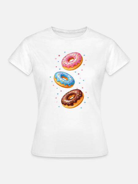 Bunte Donuts Illustration Set - Frauen T-Shirt - Weiß