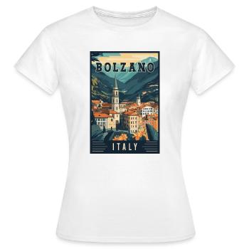 Entdecken Sie die Alpenstadt Bozen in Italien - Frauen T-Shirt - Weiß - Vorne - AI Model Female 172 dark (172cm)