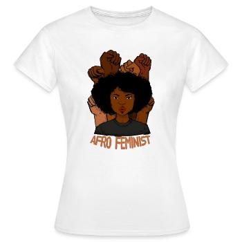Femme noire afro-féministe qui lève les poings par la force - T-shirt Femme - blanc - Devant - AI Model Female 172 dark (172cm)