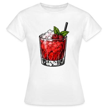 Verre cocktail aux baies avec de la menthe - T-shirt Femme - blanc - Devant - AI Model Female 172 dark (172cm)