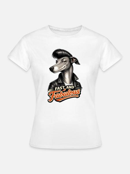 Windhund mit Pompadour - Frauen T-Shirt - Weiß