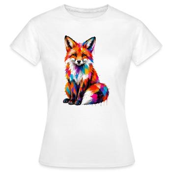 Renard coloré avec des touches de couleur - T-shirt Femme - blanc - Devant - AI Model Female 172 dark (172cm)