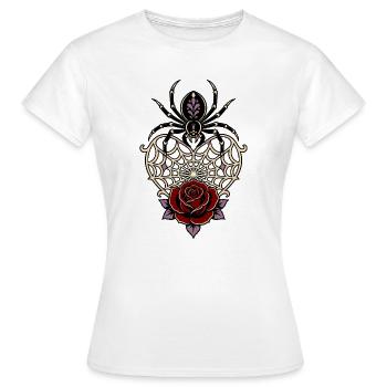 Black Widow Spiderweb Heart Rose - Women's T-Shirt - white - Front - AI Model Female 172 dark (172cm)