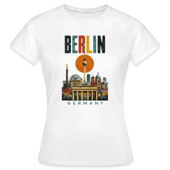 Berlin Germany Retro City Skyline - Women's T-Shirt - white - Front - AI Model Female 172 dark (172cm)