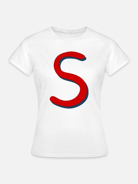 Rotes S mit Schatten-Outline - Frauen T-Shirt - Weiß