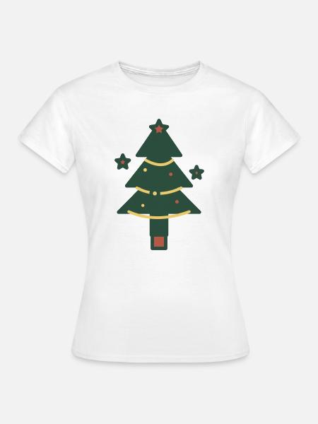 Minimaler Weihnachtsbaum mit Lichtern - Frauen T-Shirt - Weiß