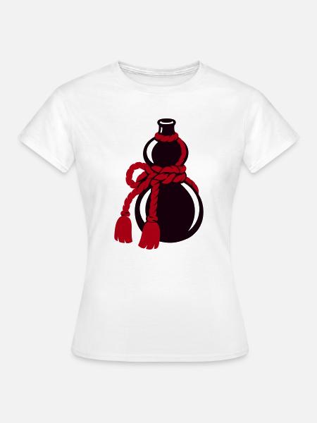 Sake Flasche Kuerbis Grafik - Frauen T-Shirt - Weiß