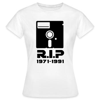 5,25 Zoll Diskette Rest in Peace RIP Tod Retro - Frauen T-Shirt - Weiß - Vorne - AI Model Female 172 dark (172cm)