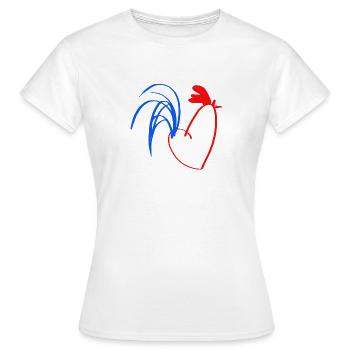 Hahn blau weiß rot - Frauen T-Shirt - Weiß - Vorne - AI Model Female 172 dark (172cm)