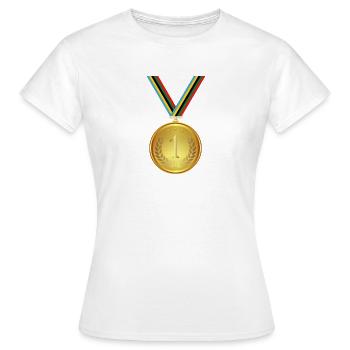 Médaille d’or, médaille , gagnant - T-shirt Femme - blanc - Devant - AI Model Female 172 dark (172cm)