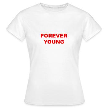 FOREVER YOUNG Rouge - T-shirt Femme - blanc - Devant - AI Model Female 172 dark (172cm)