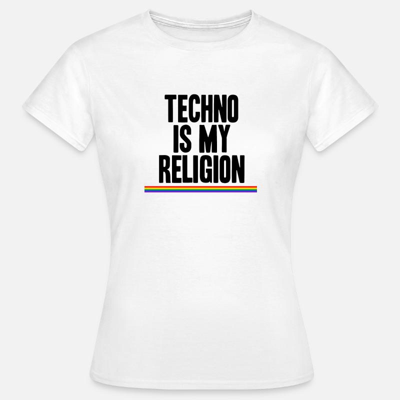 Techno is my Religion LGBT Regenbogen Geschenkidee - T-shirt dam - vit