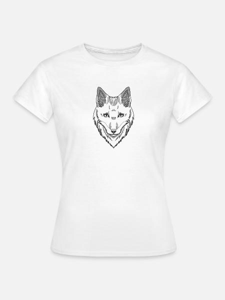 Fuchs Kopf Schwarz - Frauen T-Shirt - Weiß