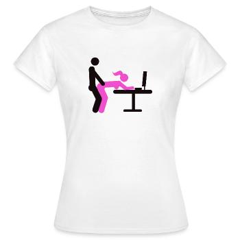 Sexe au bureau - T-shirt Femme - blanc - Devant - AI Model Female 172 dark (172cm)
