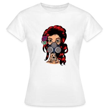 Rot Haarige Frau mit Atemmaske - Frauen T-Shirt - Weiß - Vorne - AI Model Female 172 dark (172cm)