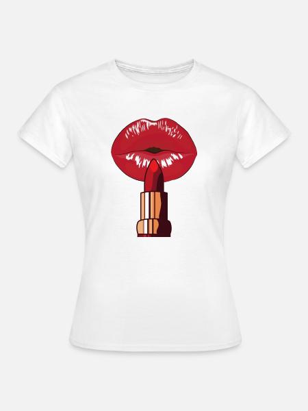 Make-up ,Lippenstift - Frauen T-Shirt - Weiß