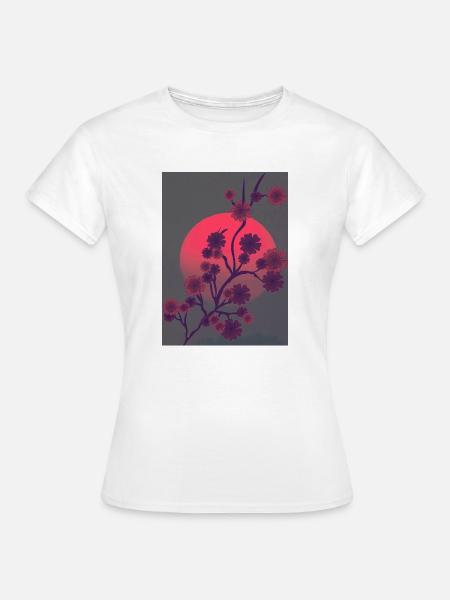 Kirschblüten im Blutmond - Frauen T-Shirt - Weiß