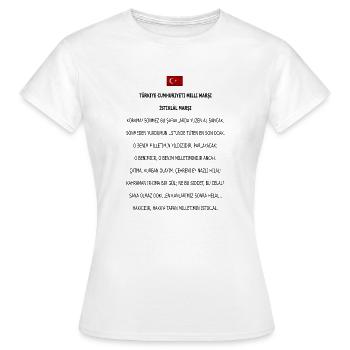 TÜRKIYE CUMHURIYETI MILLI MARŞI: İSTIKLÂL MARŞI - T-shirt Femme - blanc - Devant - AI Model Female 172 dark (172cm)