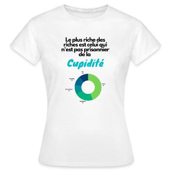 cupidité riche - T-shirt Femme - blanc - Devant - AI Model Female 172 dark (172cm)
