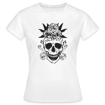 Blumiger Totenkopf - Frauen T-Shirt - Weiß - Vorne - AI Model Female 172 dark (172cm)