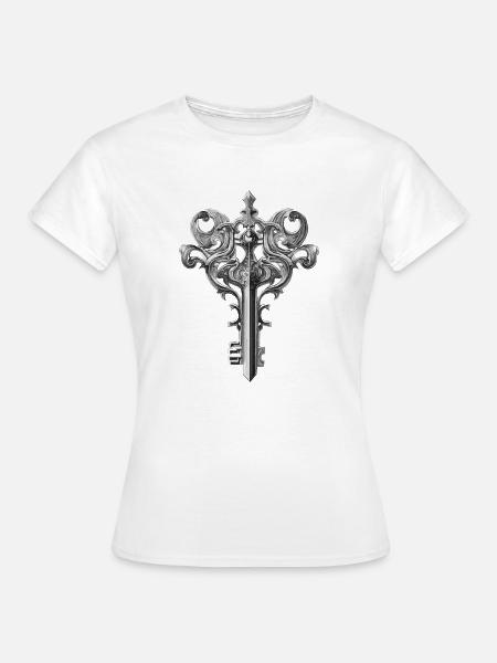 Gotisches Schlüsselmotiv - Frauen T-Shirt - Weiß