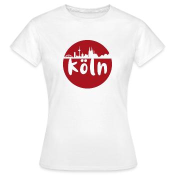 köln,kreis,scherenschnitt, skyline,rot - Frauen T-Shirt - Weiß - Vorne - AI Model Female 172 dark (172cm)