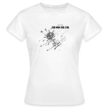 Farbfleck 2023 Modern Spritzig Geschenkidee - Frauen T-Shirt - Weiß - Vorne - AI Model Female 172 dark (172cm)