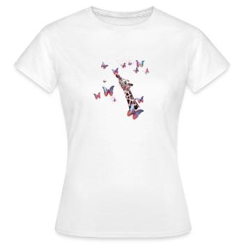 giraffe, schmetterlinge,hals,fliegen,bunt,malerei - Frauen T-Shirt - Weiß - Vorne - AI Model Female 172 dark (172cm)