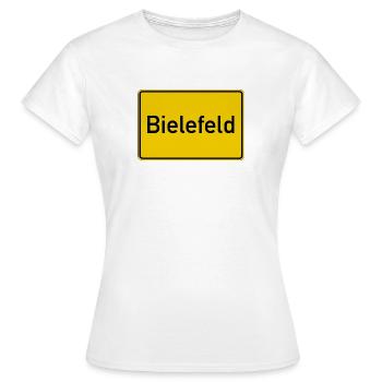 Bielefeld Ortsschild Gelbe Tafel - Frauen T-Shirt - Weiß - Vorne - AI Model Female 172 dark (172cm)