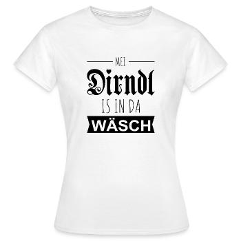 DIRNDL is in da Wäsch Tracht bayrisch - Frauen T-Shirt - Weiß - Vorne - AI Model Female 172 dark (172cm)