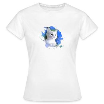chaton, chaton, chaton, graffiti, peinture, bleu - T-shirt Femme - blanc - Devant - AI Model Female 172 dark (172cm)