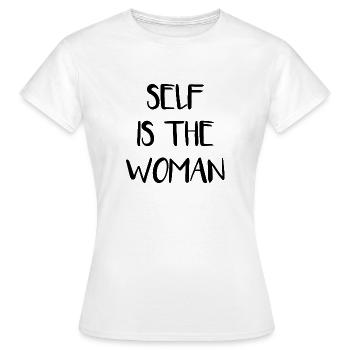 Even the woman is Denglish - Women's T-Shirt - white - Front - AI Model Female 172 dark (172cm)
