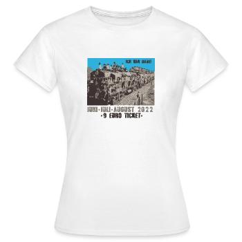 Billet à 9 euros, wass génial, train de train, j’étais là - T-shirt Femme - blanc - Devant - AI Model Female 172 dark (172cm)