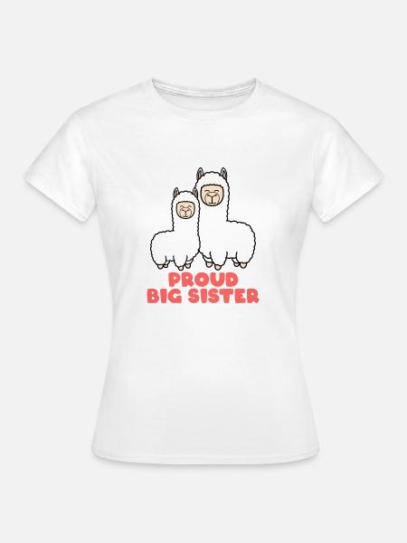 Proud big sister Lama - Frauen T-Shirt - Weiß