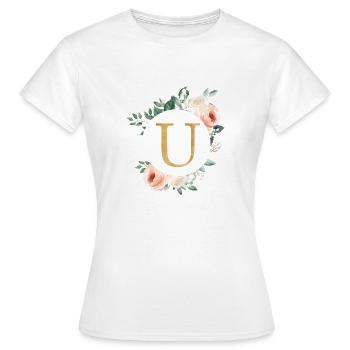 U Monogram Green, Pastel, Wreath - Women's T-Shirt - white - Front - AI Model Female 172 dark (172cm)