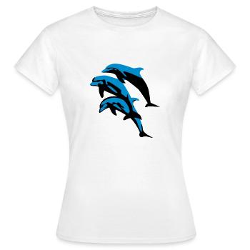 Delfin, Delfine - Dolphin - Frauen T-Shirt - Weiß - Vorne - AI Model Female 172 dark (172cm)