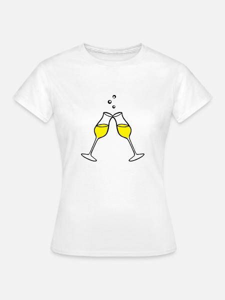 Glas, Sekt 2farbig - Frauen T-Shirt - Weiß