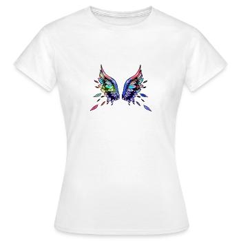 ailes d’ange, ailes, aquarelle, gris, ailes d’ange - T-shirt Femme - blanc - Devant - AI Model Female 172 dark (172cm)