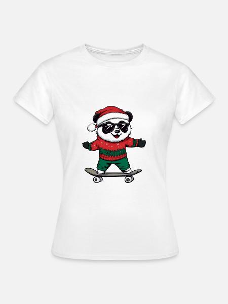 Panda Weihnachten Lustig - Frauen T-Shirt - Weiß