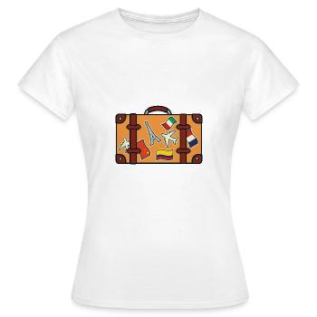 Koffer mit Aufklebern - Frauen T-Shirt - Weiß - Vorne - AI Model Female 172 dark (172cm)