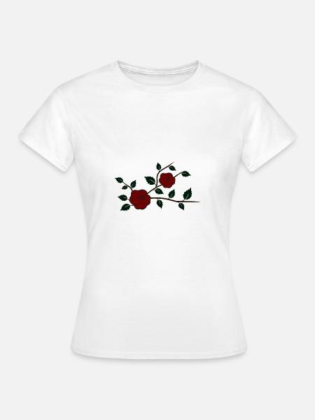 Rosenzweig mit Blüten - Frauen T-Shirt - Weiß