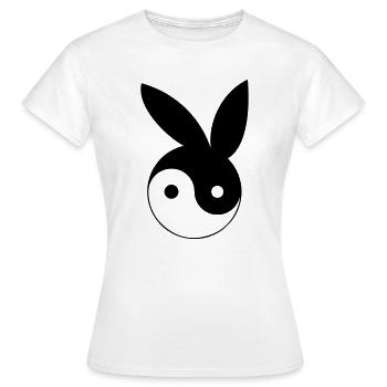 Ying und Yang mit Bunny Ohren - Frauen T-Shirt - Weiß - Vorne - AI Model Female 172 dark (172cm)